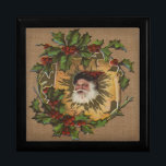 Vintage Santa Antique Holly Christmas Gift Box<br><div class="desc">This vintage Santa and Christmas holly image is from an old fashioned Christmas card from the 1800s.</div>