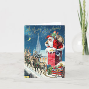 Vintage Santa at Christmas Holiday Card