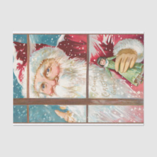 Vintage Santa at Snowy Window Tissue Paper