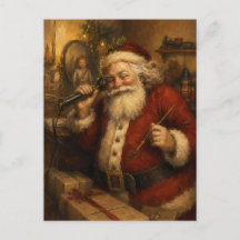 Vintage Santa at the Telephone Oil Painting