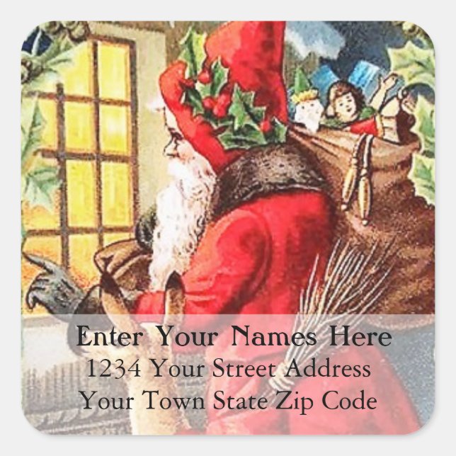 Vintage Santa At The Window Address Label (Front)