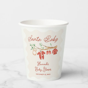 Vintage Santa Baby Christmas Baby Shower Party Paper Cups