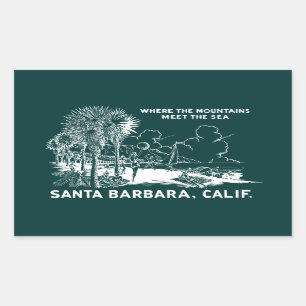 Vintage Santa Barabara California Rectangular Sticker