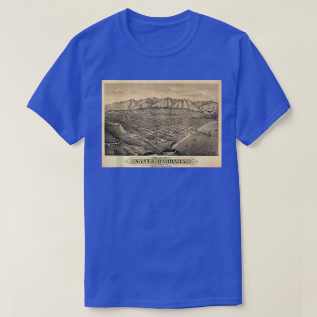 Vintage Santa Barbara CA Map (1877) T-Shirt (Design Front)