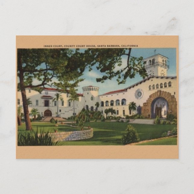 Vintage Santa Barbara County Court House Postcard (Front)