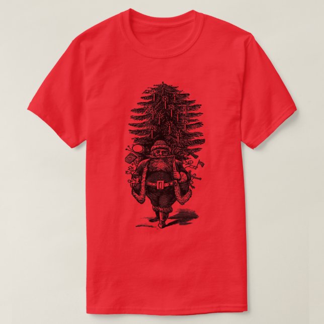 Vintage Santa black ink T-Shirt (Design Front)