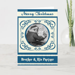 Vintage Santa Brother & His Partner Christmas Holiday Card
