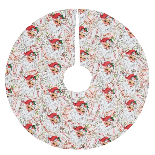 Vintage Santa Brushed Polyester Tree Skirt (Front)