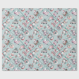 Vintage Santa & Candy Cane Holiday Wrapping Paper