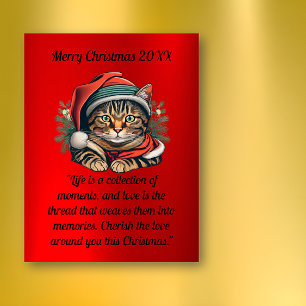 Vintage Santa Cat Christmas Postcard