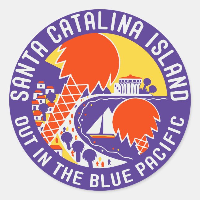 Vintage Santa Catalina Island Luggage Sticker (Front)