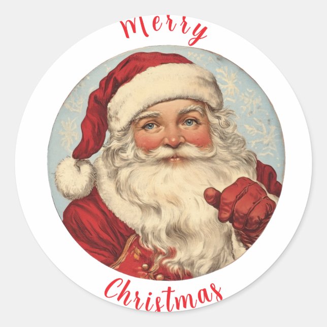 Vintage Santa  Caus illustration 2 Classic Round Sticker (Front)