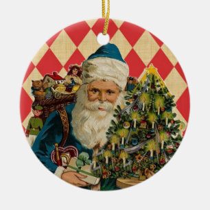 Vintage Santa Ceramic Tree Decoration