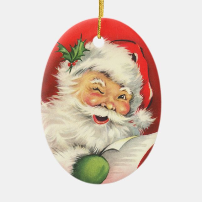 Vintage Santa Ceramic Tree Decoration (Front)