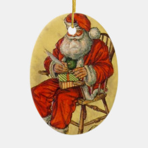Vintage Santa Checking His List Ornament