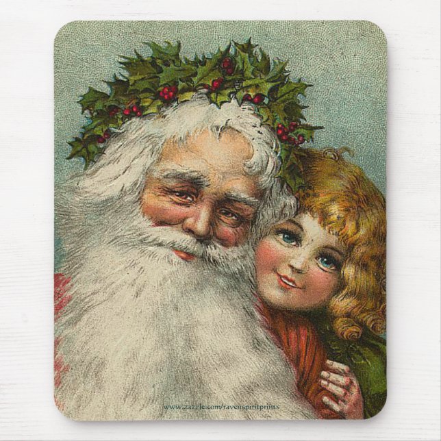 Vintage Santa & Child Father Christmas Mousepad (Front)