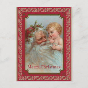 Vintage Santa Child Merry Christmas  Postcard