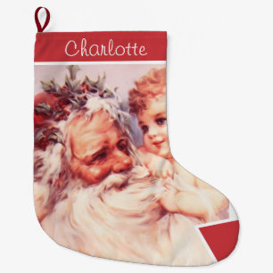 Vintage Santa Child's Christmas Stocking