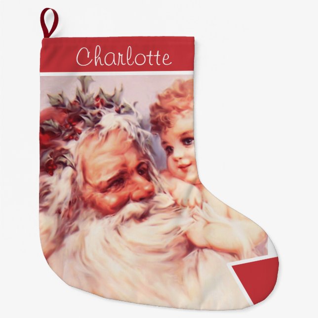 Vintage Santa Child's Christmas Stocking (Front)