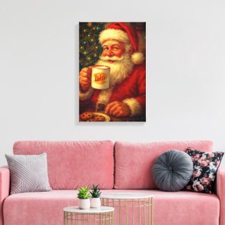 Vintage Santa Christma Stretched Canvas  Print