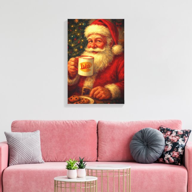 Vintage Santa Christma Stretched Canvas  Print (Insitu(LivingRoom))
