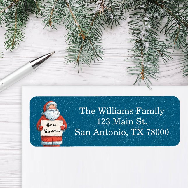 Vintage Santa Christmas Address (Santa Return Address Stickers)
