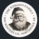 Vintage Santa Christmas Address Classic Round Sticker<br><div class="desc">Customise for your christmas gifts or use as address labels. Artwork made with ai and photoshop.</div>