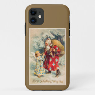 Vintage Santa Christmas Angel  Gold iPhone 11 Case