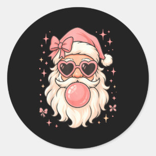 Vintage Santa Christmas Bubble Gum Nk Sungles Retr Classic Round Sticker