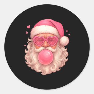 Vintage Santa Christmas Bubble Gum Nk Sungles Retr Classic Round Sticker