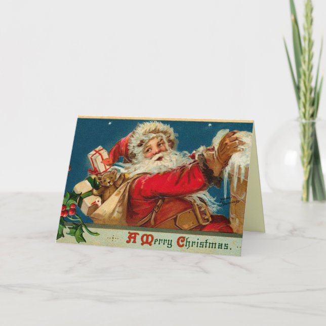 Vintage Santa Christmas Card (Front)