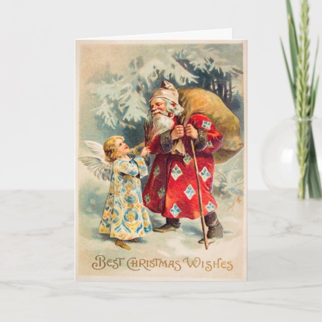 Vintage Santa Christmas Card Customise it (Front)