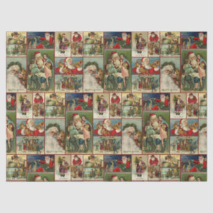 Vintage Santa Christmas Card Design Tissue Paper