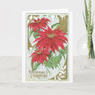 Vintage Santa Christmas Cards - Poinsettias