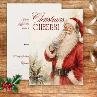 Vintage Santa Christmas Cheers Christmas Card
