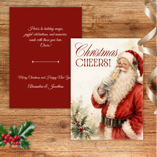 Vintage Santa Christmas Cheers Christmas Card