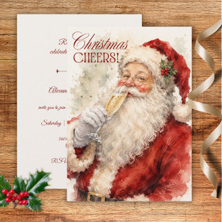 Vintage Santa Christmas Cheers Party Invitation