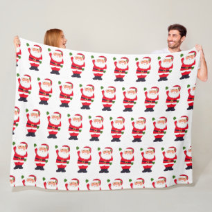 Vintage Santa Christmas Classic Jolly Red Festive Fleece Blanket