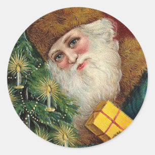 Vintage Santa - Christmas Classic Round Sticker