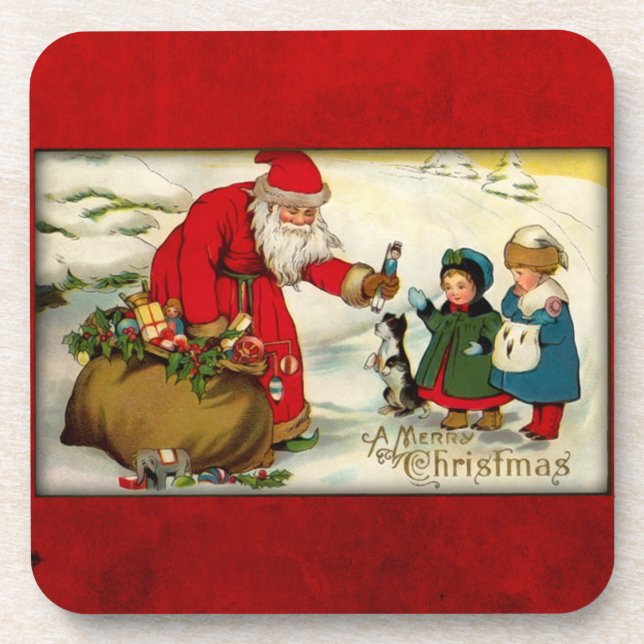 Vintage Santa Christmas Coasters (Front)
