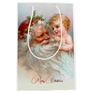 Vintage Santa Christmas custom Medium Gift Bag