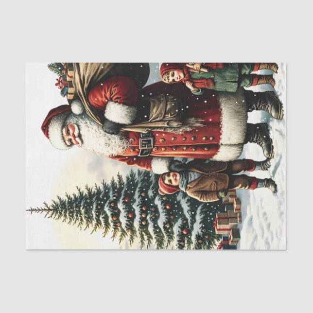 Vintage Santa Christmas Decoupage  Tissue Paper (Front)