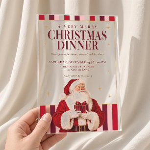 Vintage Santa Christmas Dinner Acrylic Invitations