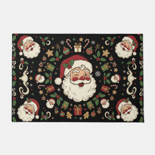Vintage Santa Christmas Doormat, Retro Holiday Doormat