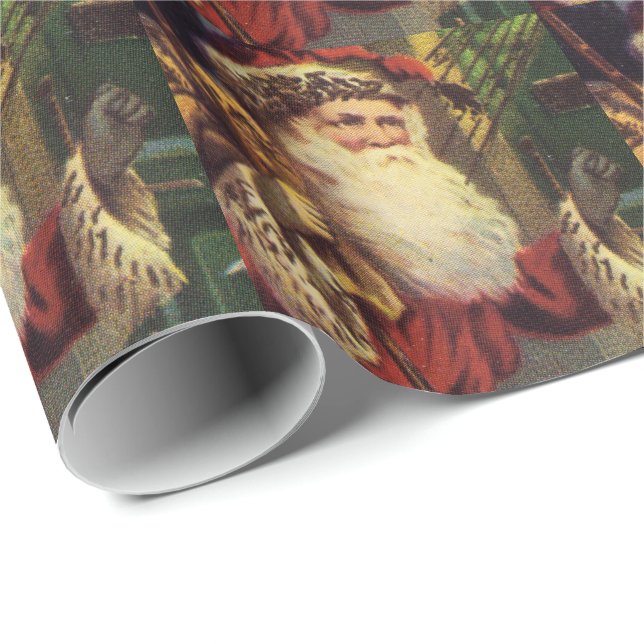 Vintage Santa Christmas Festive Wrapping Paper (Roll Corner)