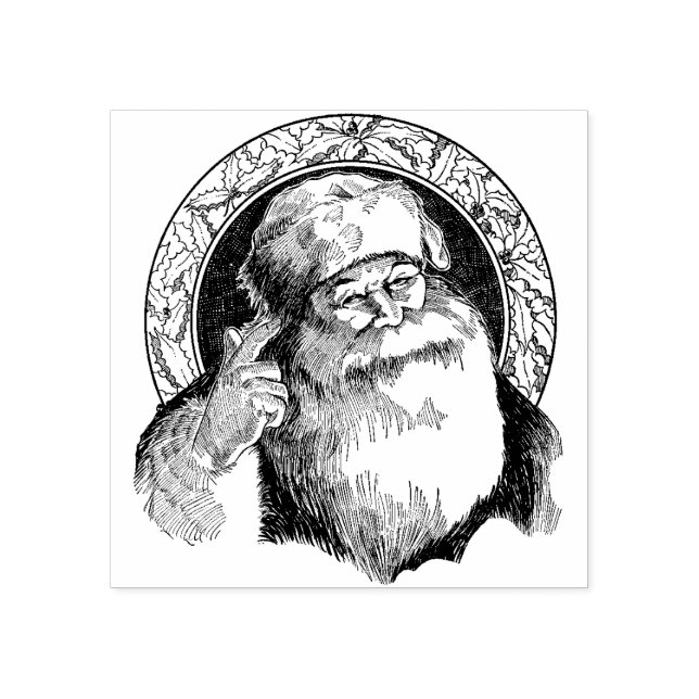 Vintage Santa Christmas Gift Rubber Stamp (Imprint)