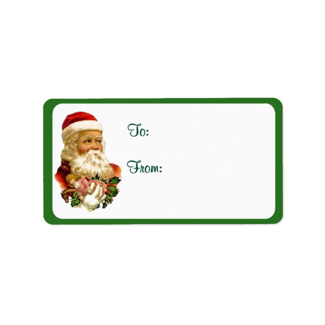 Vintage Santa Christmas Gift Tag Stickers 6 (Front)