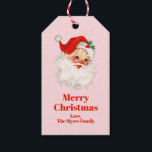 Vintage Santa Christmas Gift Tags<br><div class="desc">Vintage Santa christmas gift tags pink and red.</div>
