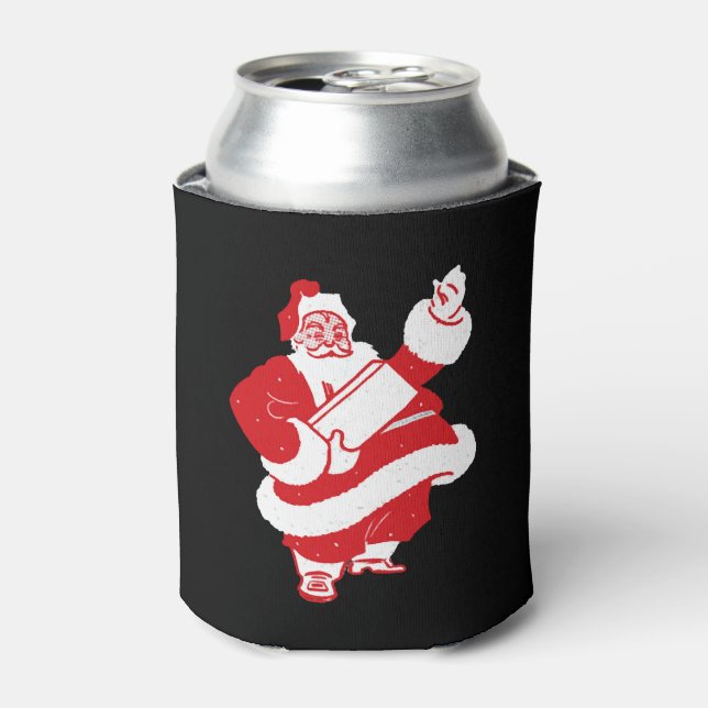 Vintage Santa Christmas Greeting Can Cooler (Can Front)