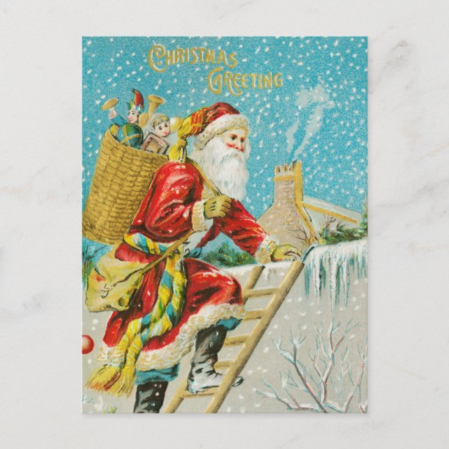 Vintage Santa Christmas Greeting Postcard (Front)